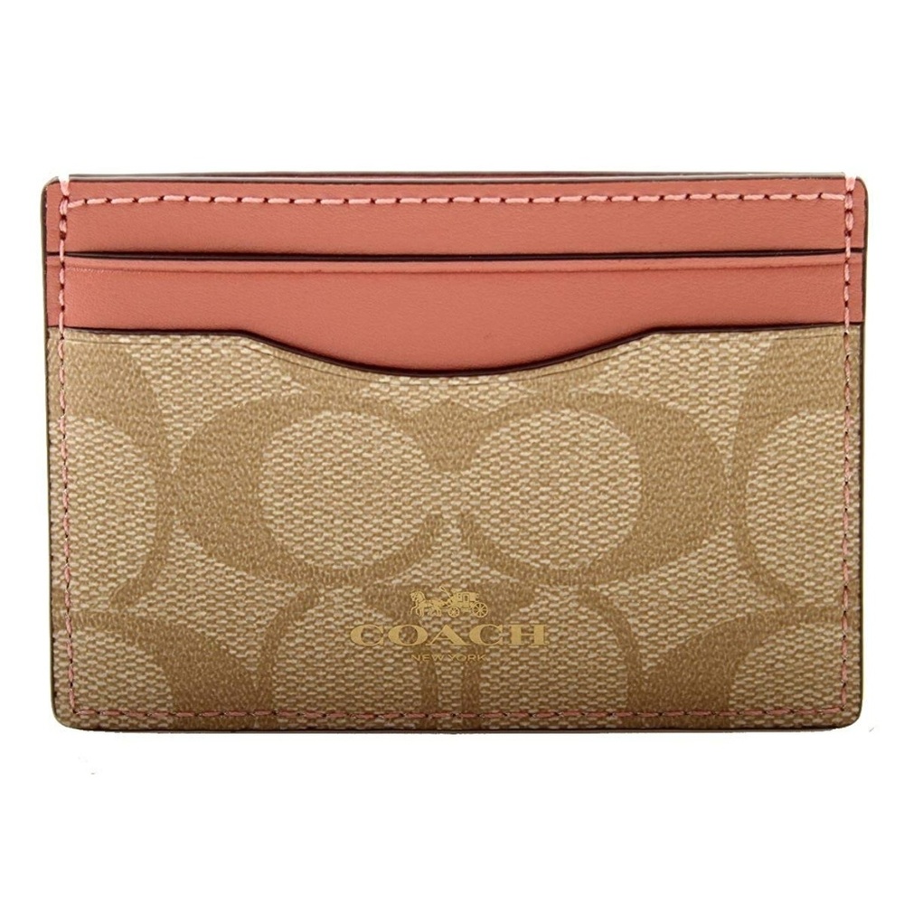 COACH NWT Slim Card Case Signature Leather Wallet